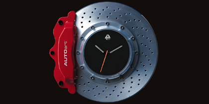 40011 RACING BRAKE DISC CLOCK RED CALIPER /SILVER CENTER 40011 RACING BRAKE DISC CLOCK RED CALIPER /SILVER CENTER