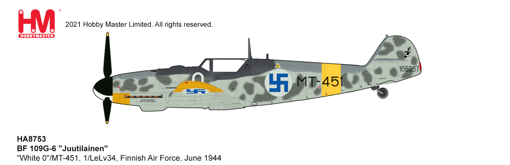 HA8753 BF-109G-6 "JUUTILAINEN" WHITE O"/MT-451,LELV 34 172
